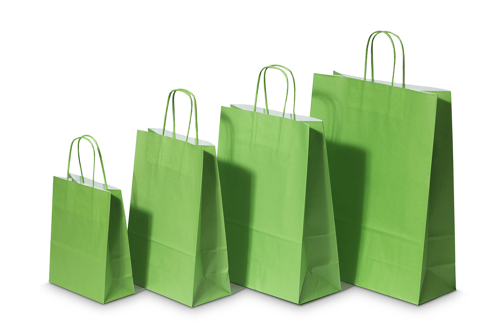 Draagtassen Papier Groen 18+8x22cm Kraft Papier 90 grams (50 stuks) [PAM1822GR]