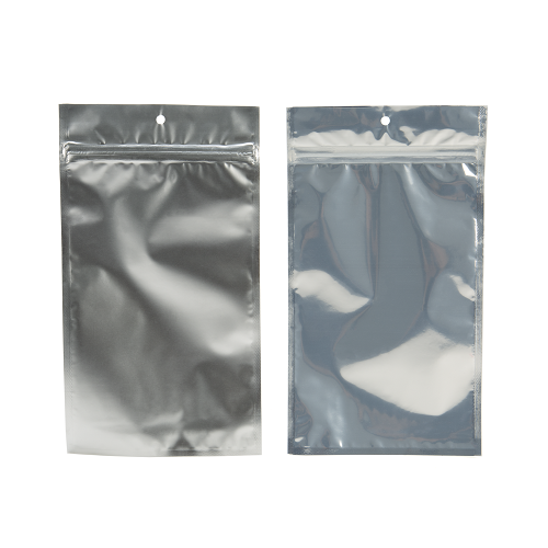 Silver backed Metallized Hanging Zipper Barrier Bags 10.2 x 16.5 cm (100 Pieces) [HZBB5S]