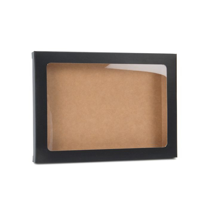 Kraftdoosjes Mat Zwart 13,7x1,5x18,7cm met Venster (25 stuks) [WMBG1]