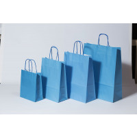Draagtassen Papier Blauw 18+8x22cm Kraft Papier 90 grams (50 stuks) [PAM1822BL]