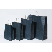 Draagtassen Papier Donkerblauw 22+10x31cm Kraft Papier 90 grams (50 stuks) [PAM2231DKBL]
