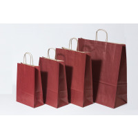 Draagtassen Papier Donkerrood 22+10x31cm Kraft Papier 90 grams (50 stuks) [PAM2231DKR]