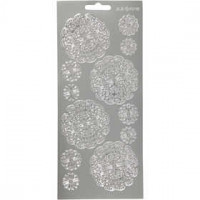 Stickers, vel 10x23 cm, zilver, bloemen, 1vel [HOB-170096]