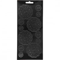 Stickers, vel 10x23 cm, zwart, bloemen, 1vel [HOB-170097]