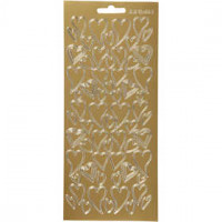Stickers, vel 10x23 cm, goud, harten, 1vel [HOB-170104]