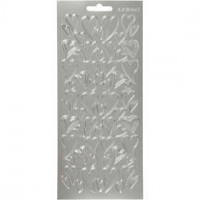 Stickers, vel 10x23 cm, zilver, harten, 1vel [HOB-170105]