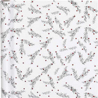 Cadeaupapier, b: 57 cm,  80 gr, groen, wit, metallic rood, tak met ballen, 75m [HOB-19043]
