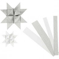 Papieren vlechtstroken, b: 15+25 mm, d: 6,5+11,5 cm, wit, glitter en glanzend, 40stroken, l: 44+78 cm [HOB-20774]