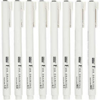 Fineliners, lijndikte: 0,03+0,05+0,1+0,2+0,3+0,5+0,8+1,0 mm, zwart, 8stuks [HOB-25011]