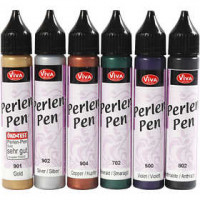 Parel Pen, metallic kleuren, 6x25ml [HOB-25211]