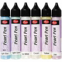 Parel Pen, parelmoer kleuren, 6x25ml [HOB-25212]