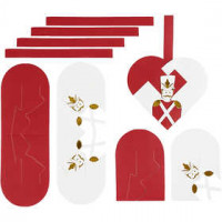 Gevlochten harten, afm 12,5x11,5 cm,  120 , wit, goud, rood, notenkraker, 8sets [HOB-25347]