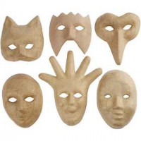 Maskers, h: 12-21 cm, 6stuks [HOB-26712]