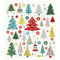 Fancy glitter stickers, vel 15x16,5 cm, circa 63 stuk, kerstboom, 1vel [HOB-28910]
