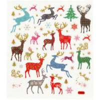 Fancy glitter stickers, vel 15x16,5 cm, circa 44 stuk, rendieren, 1vel [HOB-28914]