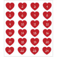 Stickers, vel 15x16,5 cm,  24 stuk, advent cijfers, 1vel [HOB-29115]