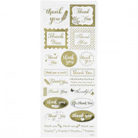 Stickers, vel 10x24 cm, circa 19 stuk, goud, thank you, 1vel [HOB-29147]