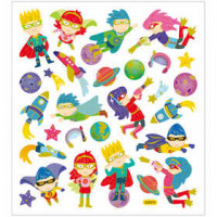 Stickers, vel 15x16,5 cm, circa 28 stuk, superhelden, 1vel [HOB-29177]