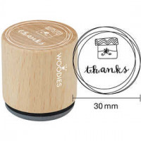Houten stempel, d: 30 mm, h: 35 mm, thanks , 1stuk [HOB-32332]