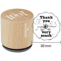 Houten stempel, d: 30 mm, h: 35 mm, Thank you very much , 1stuk [HOB-32333]