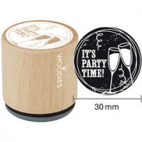Houten stempel, d: 30 mm, h: 35 mm, It's party time , 1stuk [HOB-32347]
