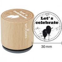 Houten stempel, d: 30 mm, h: 35 mm, Let's celebrate , 1stuk [HOB-32351]