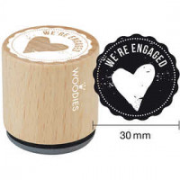 Houten stempel, d: 30 mm, h: 35 mm, We're engaged , 1stuk [HOB-32352]