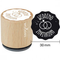 Houten stempel, d: 30 mm, h: 35 mm, Wedding invitation , 1stuk [HOB-32356]