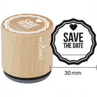 Houten stempel, d: 30 mm, h: 35 mm, Save the date , 1stuk [HOB-32357]