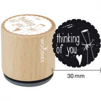 Houten stempel, d: 30 mm, h: 35 mm, thinking of you , 1stuk [HOB-32367]