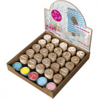 Houten stempels, d: 30 mm, h: 35 mm, Baby, 1set [HOB-32380]