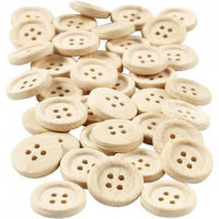 Houten Knopen, d: 18 mm, met 4 gaten, 40stuks [HOB-403061]