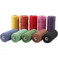 Katoenkoord, l: 315 m, dikte 1 mm, sterke kleuren, Dunne kwaliteit 12/12, 10x220gr [HOB-41525]