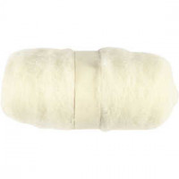 Gekaarde wol, wit, 100gr [HOB-451010]