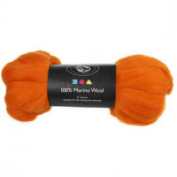 Merino wol,  21 micron, oranje, Zuid-Afrika, 100gr [HOB-46018]