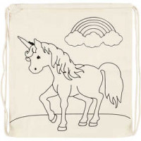 Rugzak, afm 37x41 cm,  110 g/m2, licht naturel, unicorns, 1stuk [HOB-499652]