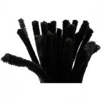 Chenille draad, dikte 9 mm, l: 30 cm, zwart, 25stuks [HOB-51608]