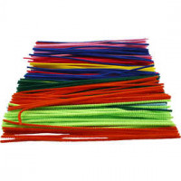 Chenille draad, dikte 4 mm, l: 30 cm, diverse kleuren, 300div [HOB-51640]