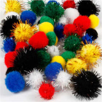 Pompoms, d: 15+20 mm, kleuren assorti, 48div [HOB-51885]