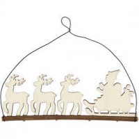 Kerstdecoratie, kerstman met rendier, h: 8 cm, b: 22 cm, triplex, 1stuk, diepte 0,5 cm [HOB-55322]