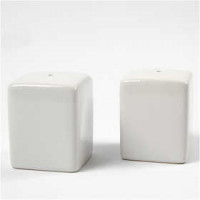 Zout & Peper set, h: 6 cm, afm 5x5 cm, wit, 12stuks [HOB-55614]