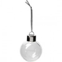 Glazen ornamenten, d: 3,8 cm, h: 4,8 cm, transparant, 12stuks,  [HOB-55941]