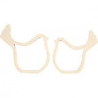 Houten vogels, h: 9+9,5 cm, b: 8,5+9,5 cm, triplex, 1set, diepte 1,2 cm [HOB-56149]
