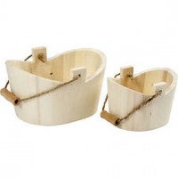 Kuip met handvat, afm 12x8,5x7,5 cm, afm 16,5x11,5x9 cm, Keizerin boom, 2stuks [HOB-575380]