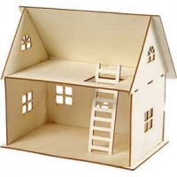DIY Poppenhuis, h: 25 cm, afm 18x27 cm, triplex, 1stuk, dikte 4 mm [HOB-57879]