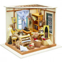 DIY Miniatuur kamer, naaikamer, h: 19 cm, b: 22,5 cm, 1stuk, diepte 18,5 cm [HOB-57891]