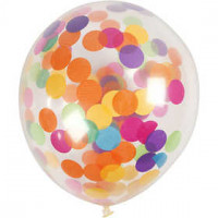 Ballonnen met confetti, transparant, d: 23 cm, rond, 4stuks [HOB-59174]