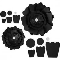 Papieren bloemen, zwart, d: 15+25 cm,  230 gr, 2stuks [HOB-599902]