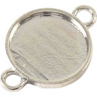 Cabochon spacer kraal, d: 15 mm, gatgrootte 2,5 mm, verzilverd, 25stuks [HOB-60144]
