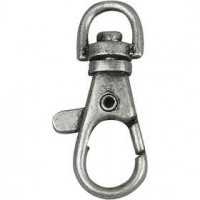 Karabijnsluiting, groot,  40 mm, antiek zilver, 15stuks [HOB-60224]